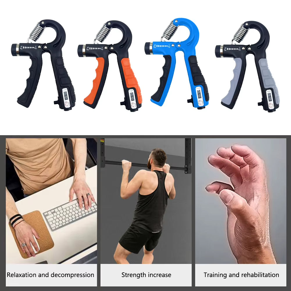 5-60Kg Adjustable Hand Grip Strengthener Hand Grip Trainer with Counter Wrist Forearm and Hand Exerciser for Muscle Building